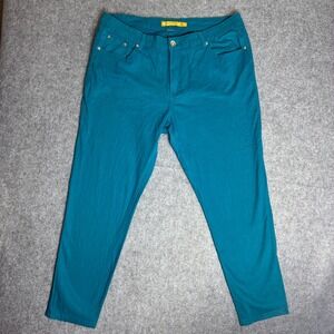Dkin Women's Size 16 37x27 Teal Blue Straight Leg Stretch Pants Casual